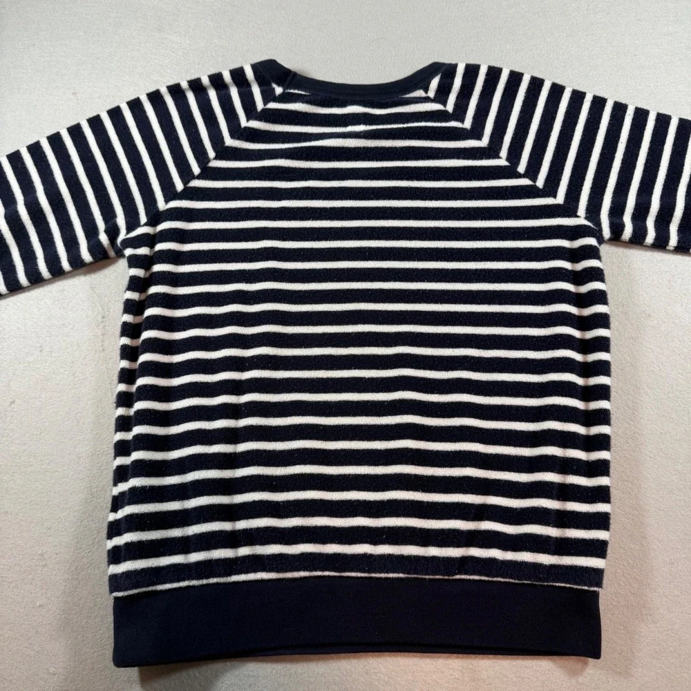 Gap Kids Girls Navy White Striped Rainbow Terry Sweatshirt Size‎ L 10 Raglan